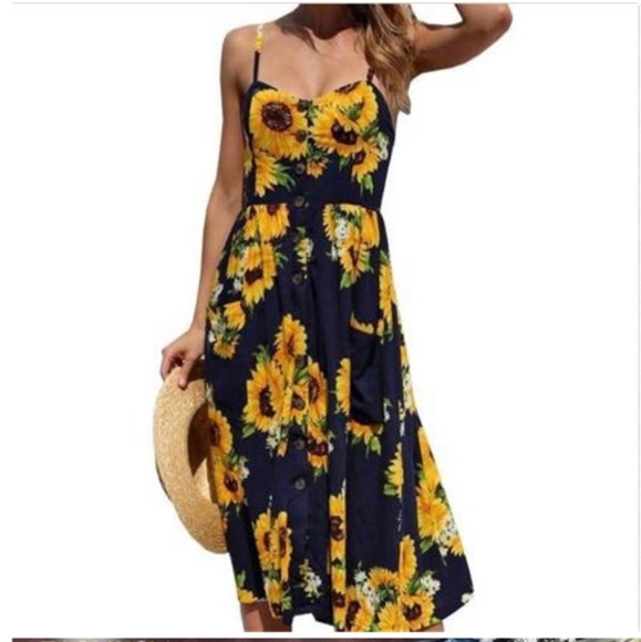navy blue sunflower dress